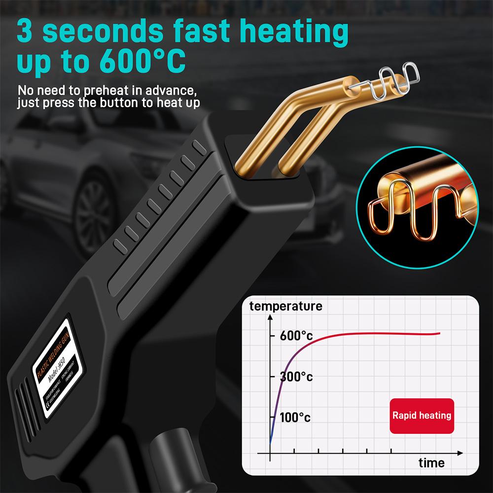 50W Plastic Welder, Hot Stapler Electric Soldering Iron Tools, 1000/200PC Staples, Car Bumper Repair Kit DIY Home Plastic Repair