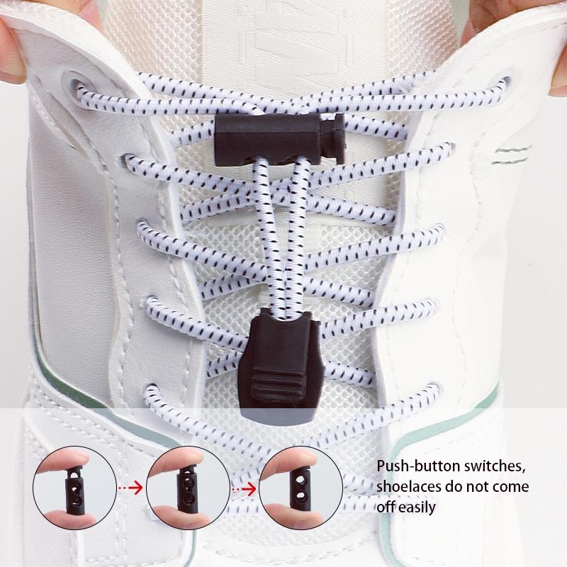 1Pair Elastic Shoe Laces Sneakers Tennis Lock Shoelaces Without Ties Adult Kids Round Shoelace Rubber Bands for Shoes Accesories