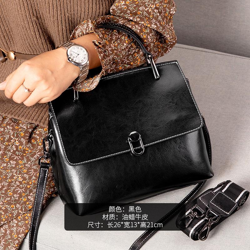 Women's Cowhide Leather Bags 2026 New Fashi One-shoulder Handbags Ladies Classic Satchels Large Capacity Messenger Versatile