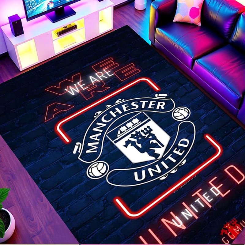Manchester United F.C Print Rug, Washable Floor Carpet, For Entryway Dorm Laundry Room Office Study, Home Decor Birthday Christmas Gift