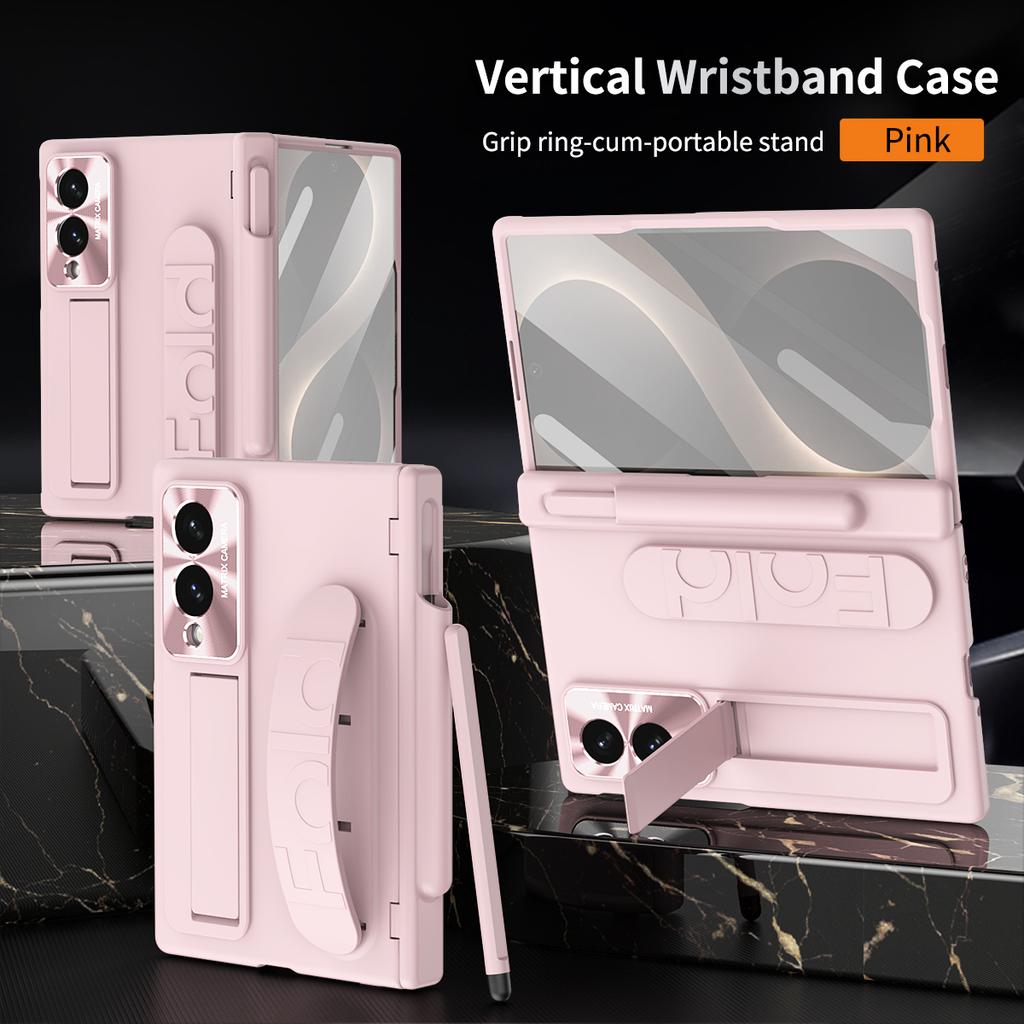 For Samsung Galaxy Z Fold 8 Wide Case Hard With Wrist Strap Stand Film Protective Back Cover Case For Samsung Z Fold 8 Shell
