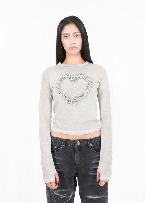 Mainingkeollegteo Heart Long Sleeve Top, Gray