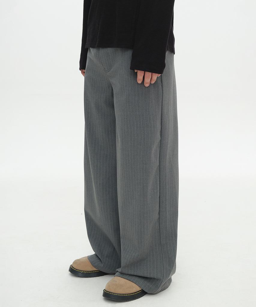PLACESTUDIOMAN Classic Formal Basic Striped Curved Wide Slacks Pants_2 Colors
