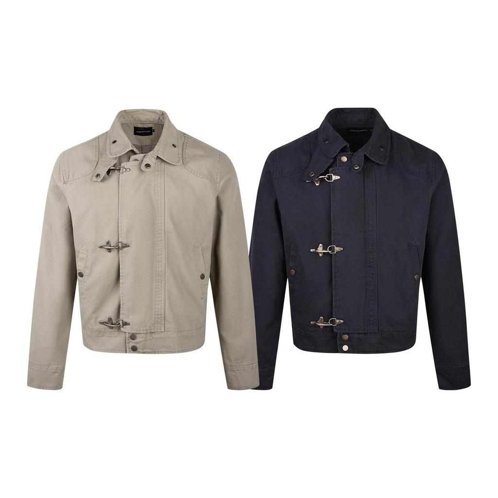 Unisex Retro Workwear Jacket - Autumn/Winter Stand Collar with Lobster Clasp