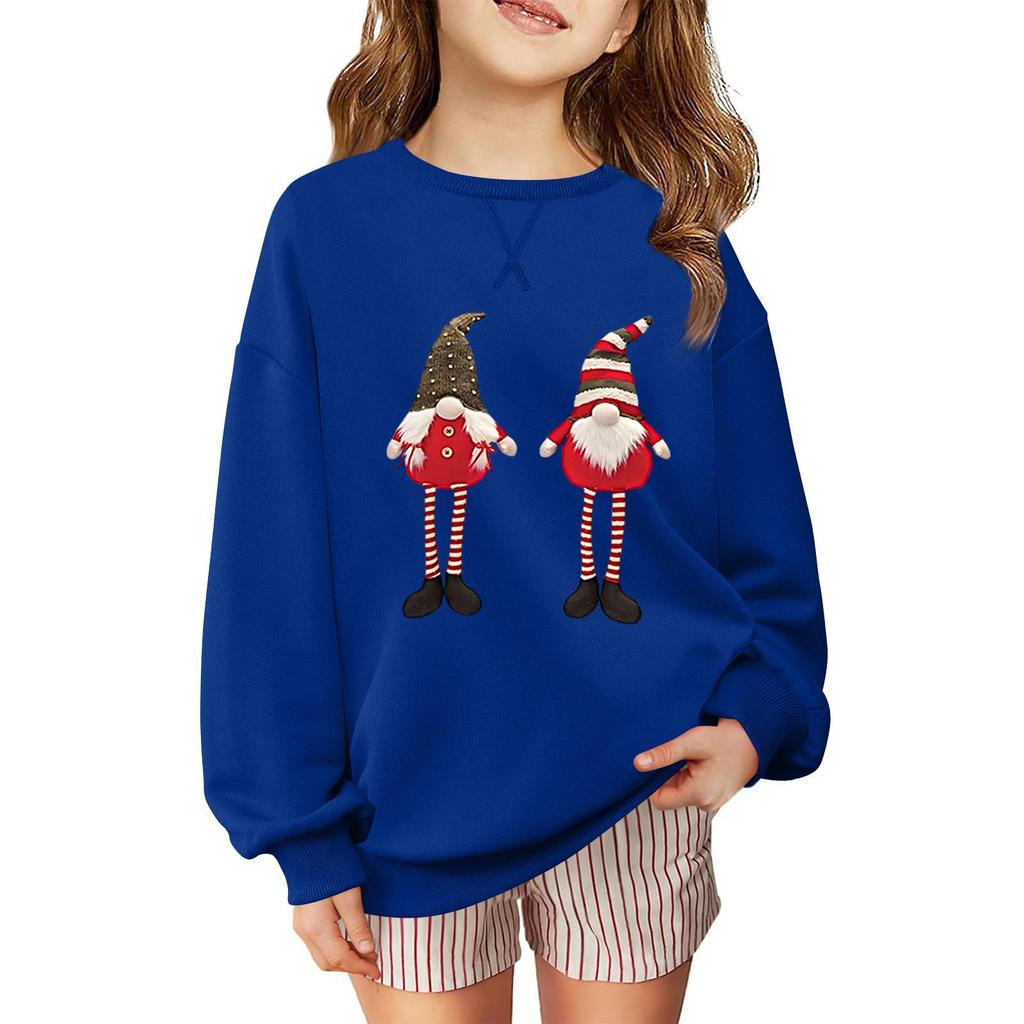 Children's Fashionable Casual Long-sleeved Loose Christmas Print Pullover Sweatshirt