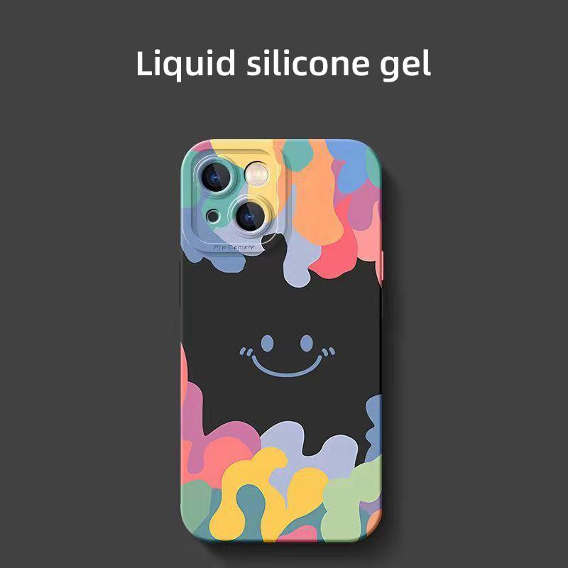 Kolorowa uśmiechnięta twarz odpowiednia dla Apple 15/14/13 minimalistyczne etui na iPhone 12pro odporne na upadki 7/8P
