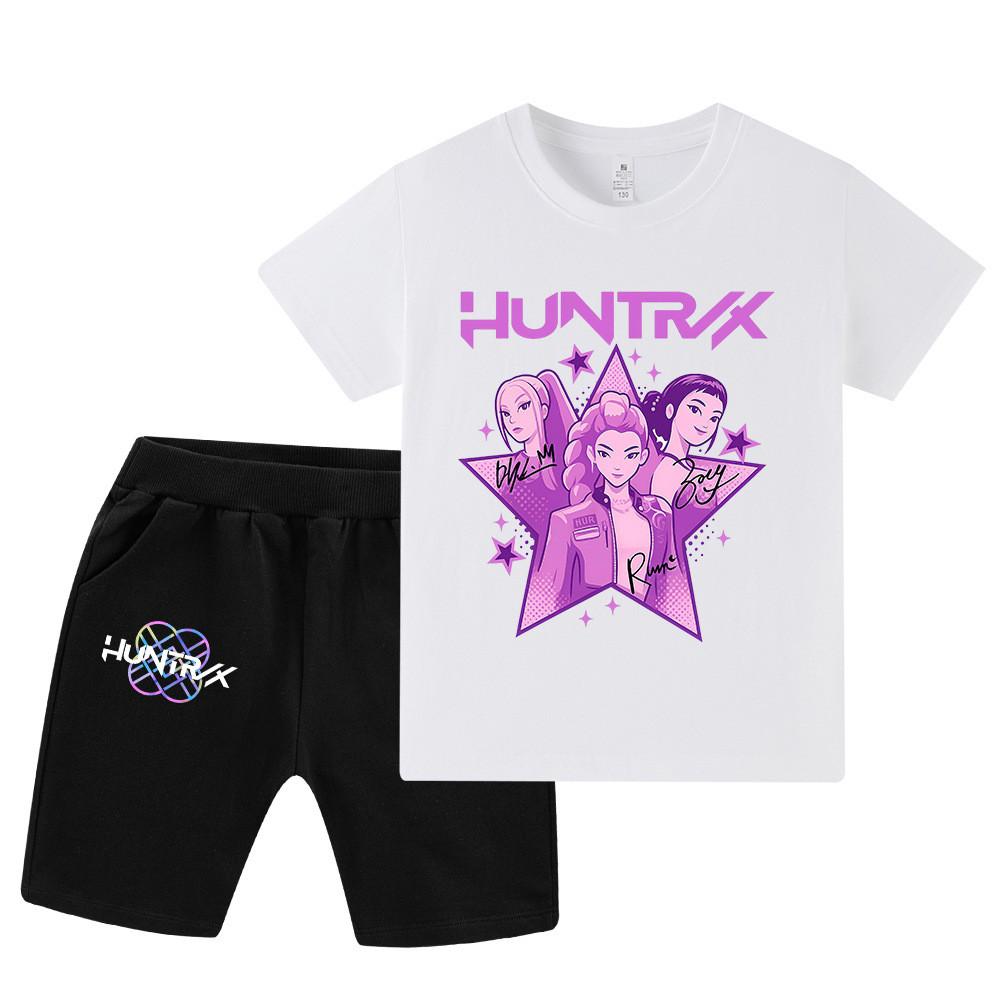 WA1209 Kids Boys Girls Kpop Rumi Zoey Mira Print Short Sleeves T-shirt Shorts Pants Sets