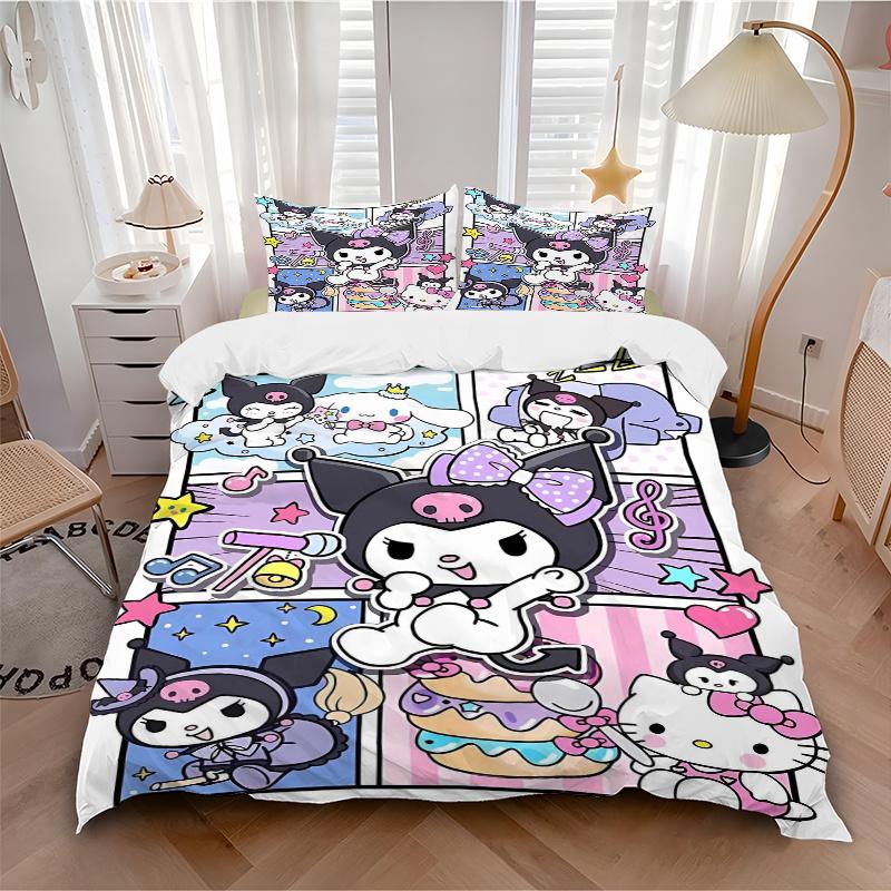 3pcs Hello Kitty and Friends Bedding Set, Including 1 Quilt Cover and 2 Pillow Shams, Without Filling, Soft and Comfortable Home Bedroom S033