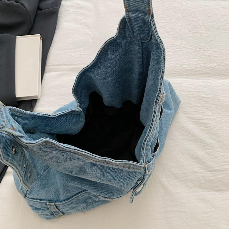 Vintage Denim Bag Women's Underarm Shoulder Bag Large Capacity Commuter Crossbody Bag