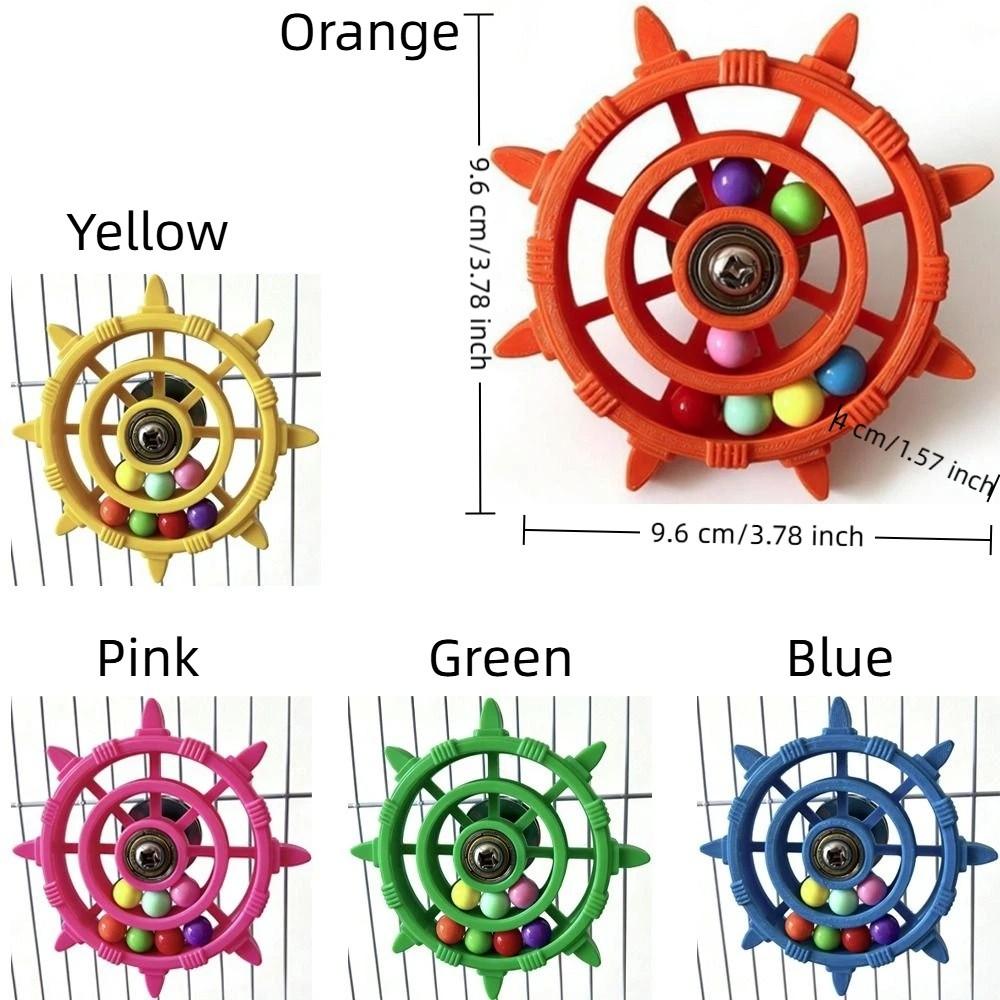 Rudder Shaped Interactive Spinning Wheel Colorful Beads Bird Cage Toy  Bird Cage Use