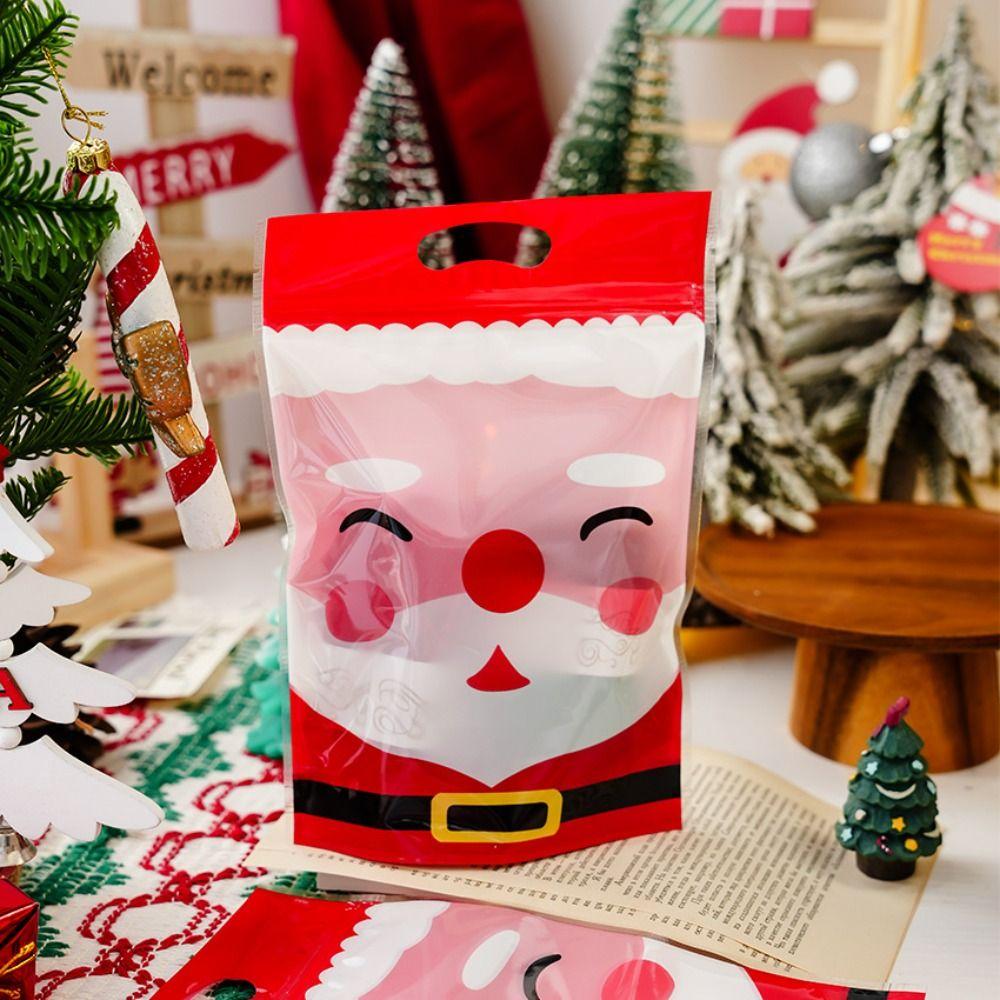 25Pcs Plastic Bags Christmas Candy Bag Merry Christmas Gift Packages Bags  Party Supplies