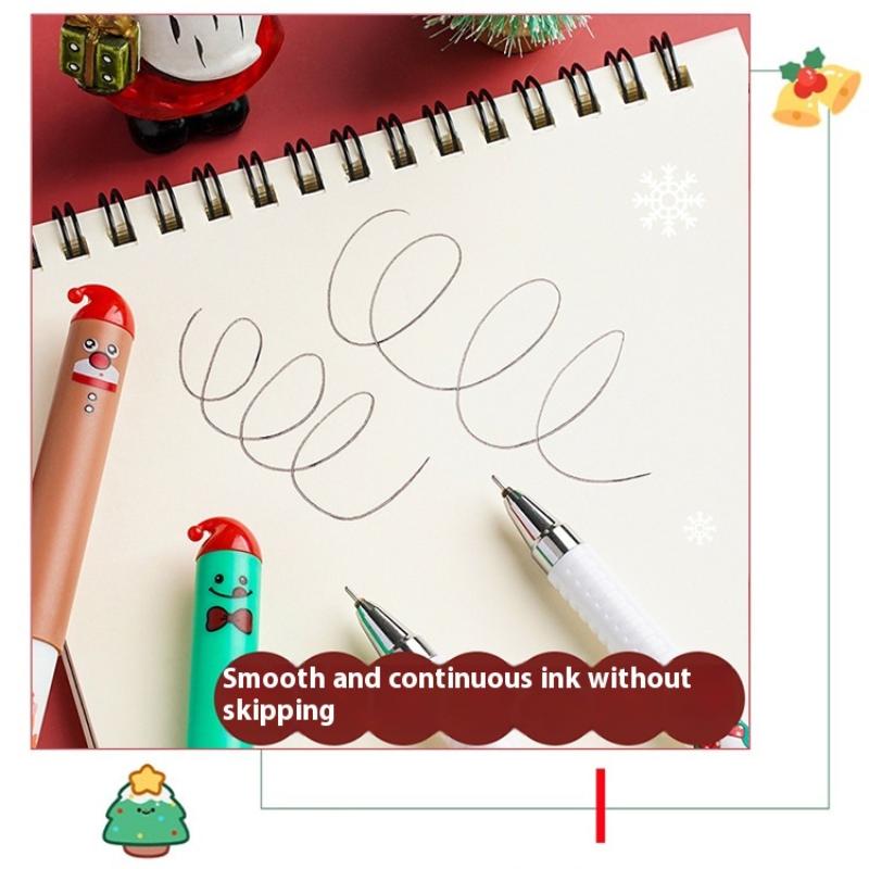 4Pcs Cartoon Christmas Santa Claus Snowman Elk Erasable Gel Pen Cute 0.5Mm Blue/Black Ink Signature Pens School Supplies