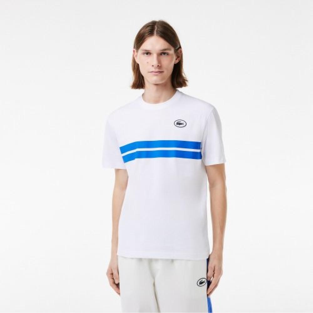 

LacoSTe Men S Color Tipping PrinT Back Big Graphic MaTch T ShirT [whiTe] 003
