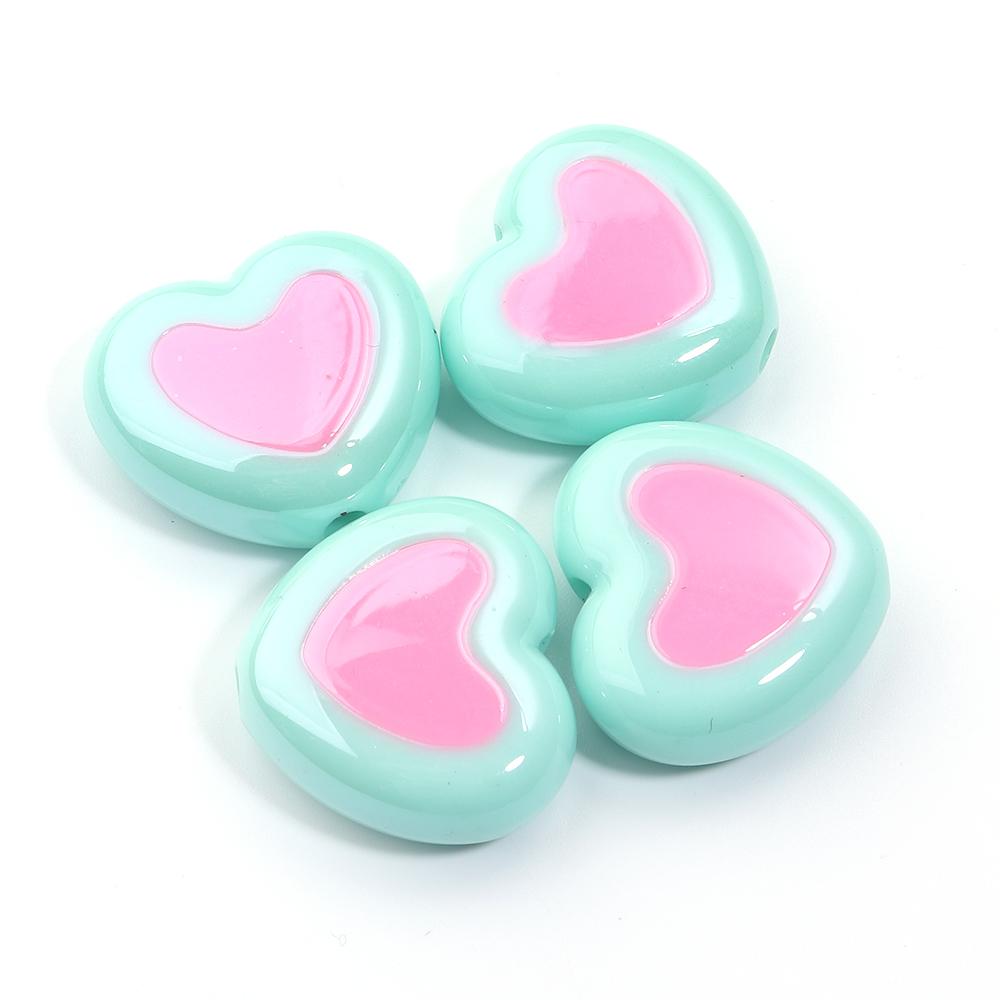 5pcs/lot Colorful Heart Acrylic Beads Big Hole Loose Spacer Beads For DIY Craft Bracelet Phone Chains Jewelry Making Accessories