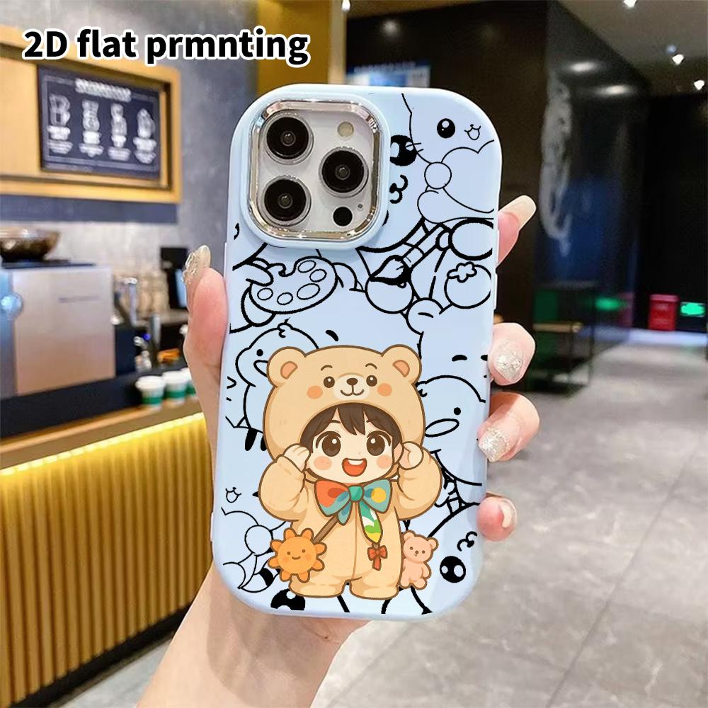 Phone case: 2D flat, suitable for iPhone 18 17 16 15 14 13 Pro protective cases, bear onesie, perfect Christmas and Halloween holiday gift