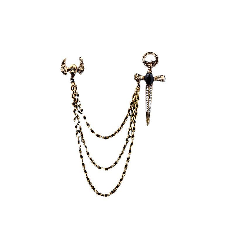 Skull Winged Sword Vampire Brooch: Unique Halloween Pin