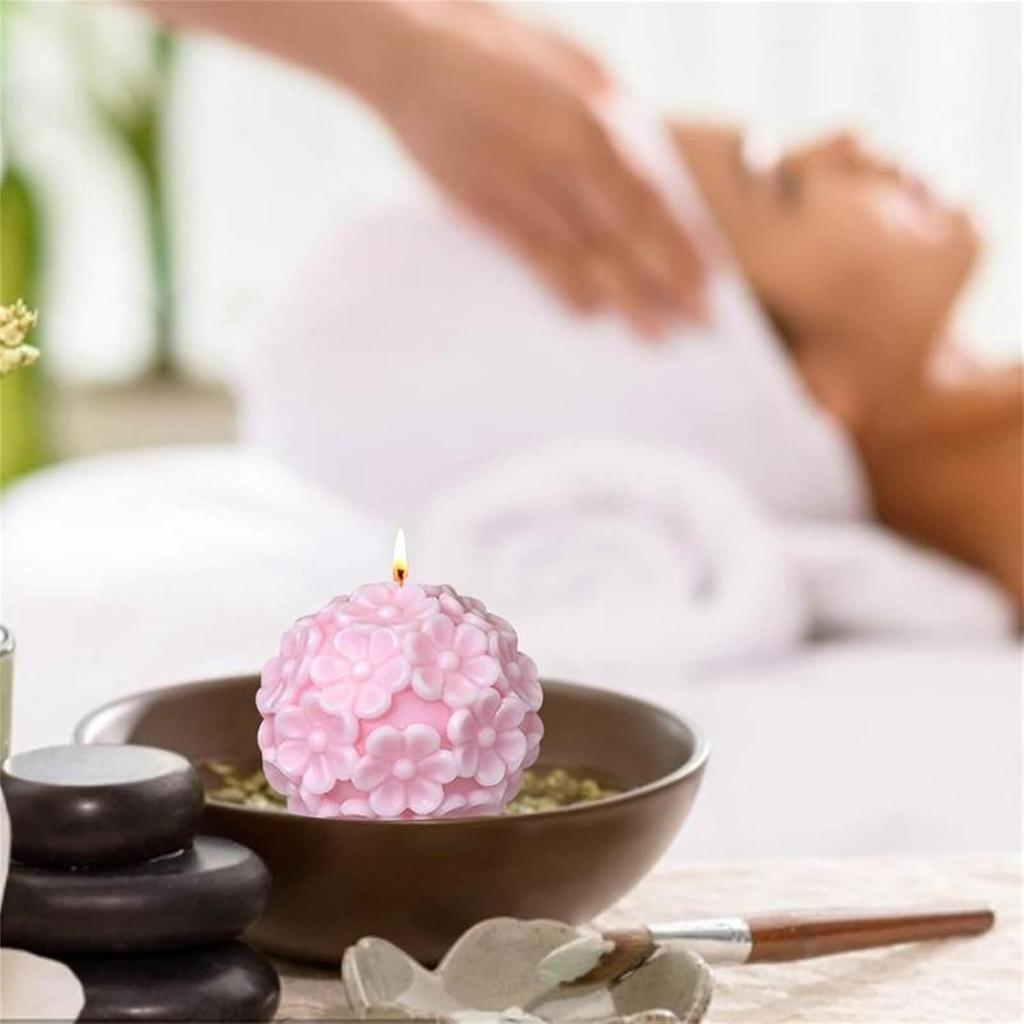 Molde de silicona con forma de bola de flor de Margarita 3D, vela de jabón de flor esférica Diy, artesanía de yeso