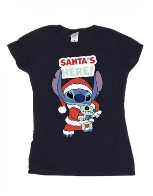 Womens/Ladies Lilo & Stitch SantaÂ´s Here Cotton T-Shirt