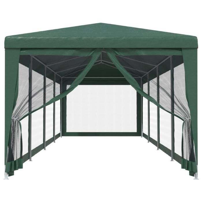 319248 vidaXL Tente de fête et 10 parois latérales en maille Vert 3x12 m PEHD