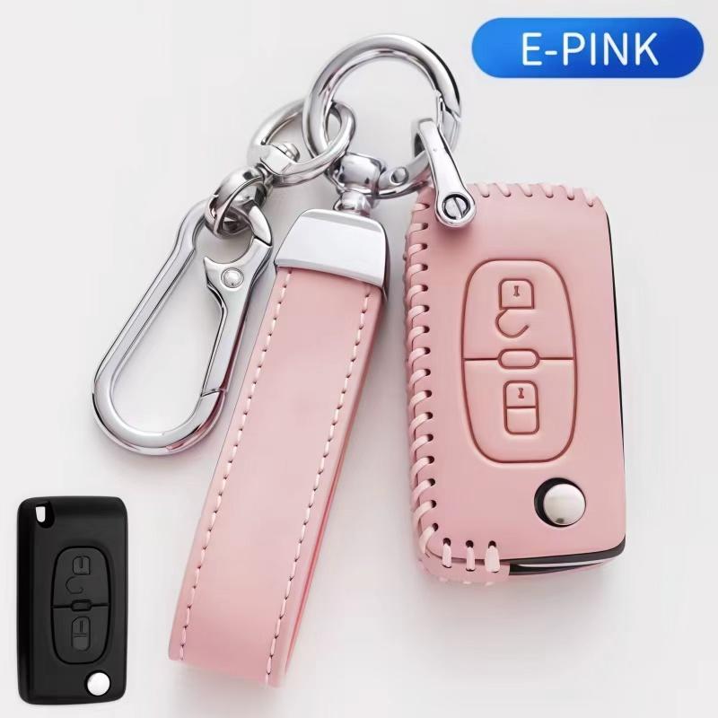 

Новий Шкіряний 2/3 Кнопки Чохол для Пульта Автомобільного Ключа для Citroen C2 C3 C4 C5 C6 C8 для Peugeot 107 207 307 307S 308 407 607 2 button рожевий