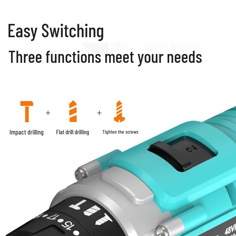 German Dual-Speed Lithium Battery Drill: Industrial-Grade, Electric Screwdriver, Hand Drill, Impact Drill for Household Use.