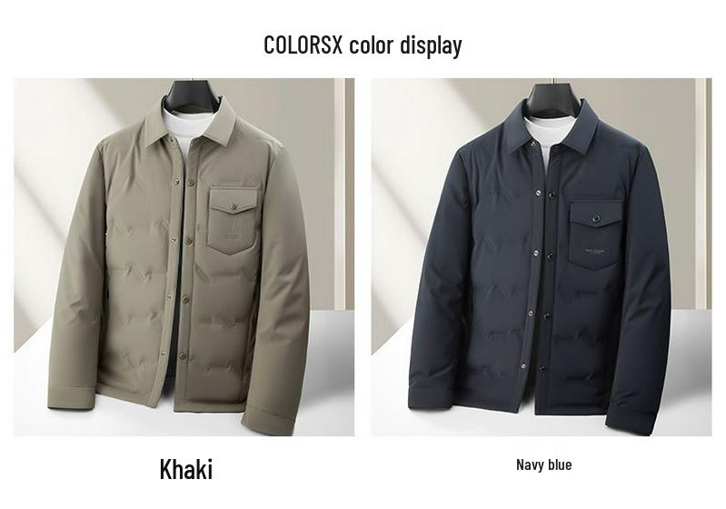 Men's Luxury White Duck Down Jacket - 2026 Autumn/Winter, Warm Thickened Business Shirt Style Coat, Trendy & Lightweight.
