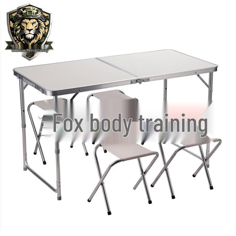 Golden Lion 120x60cm Aluminum Folding Table & 4 Chairs Set