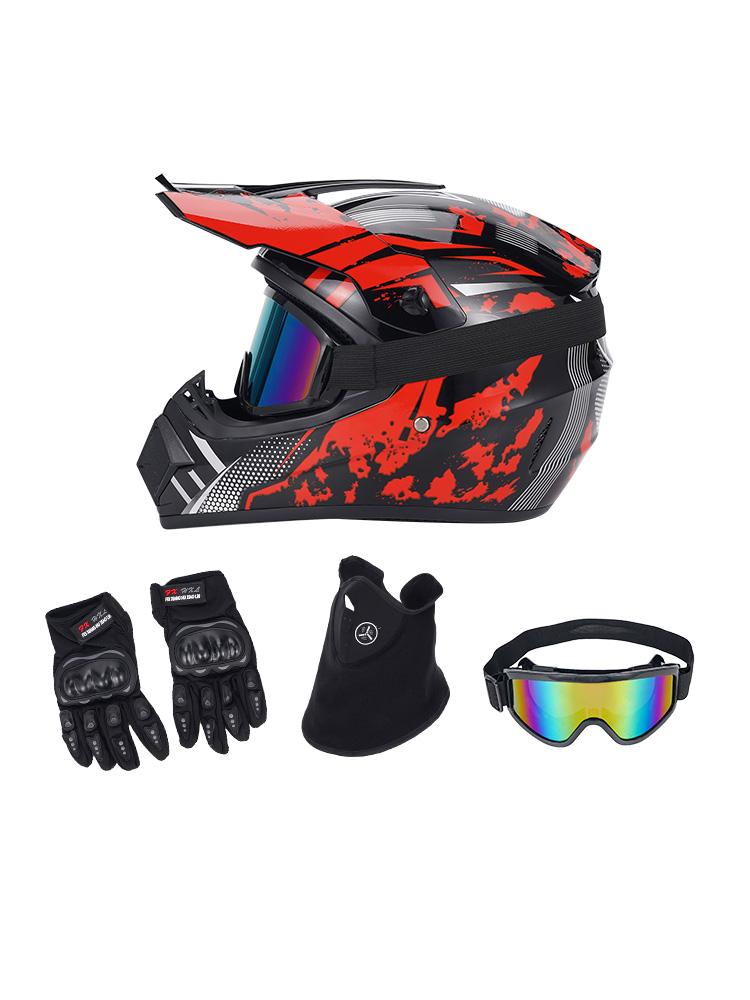 

DOT Approved Motocross Helmet Combo Kit for Adult, L/XL Size Full Face Off-Road Helmet with Goggles Gloves Mask for ATV UTV Dirt XL