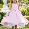 Jupe Crinoline Bordée de Dentelle Taille Élastique Robe de Bal Jupon Filles Enfants