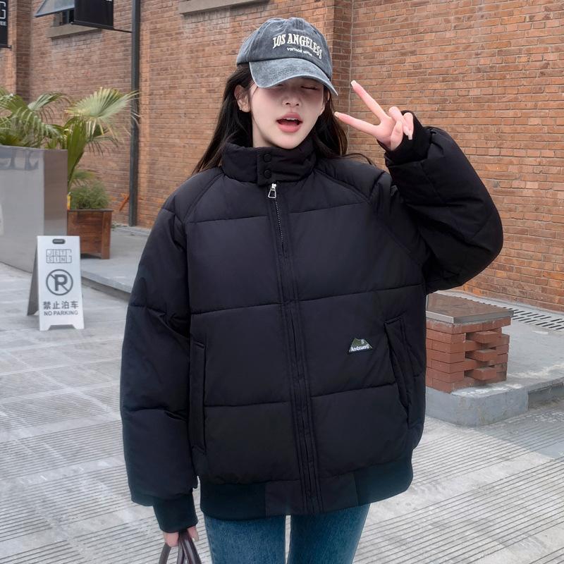 Winter Short Cotton-padded Clothes for Small Girls, New Loose Stand-up Collar Temperament Student Cotton-padded Jacket