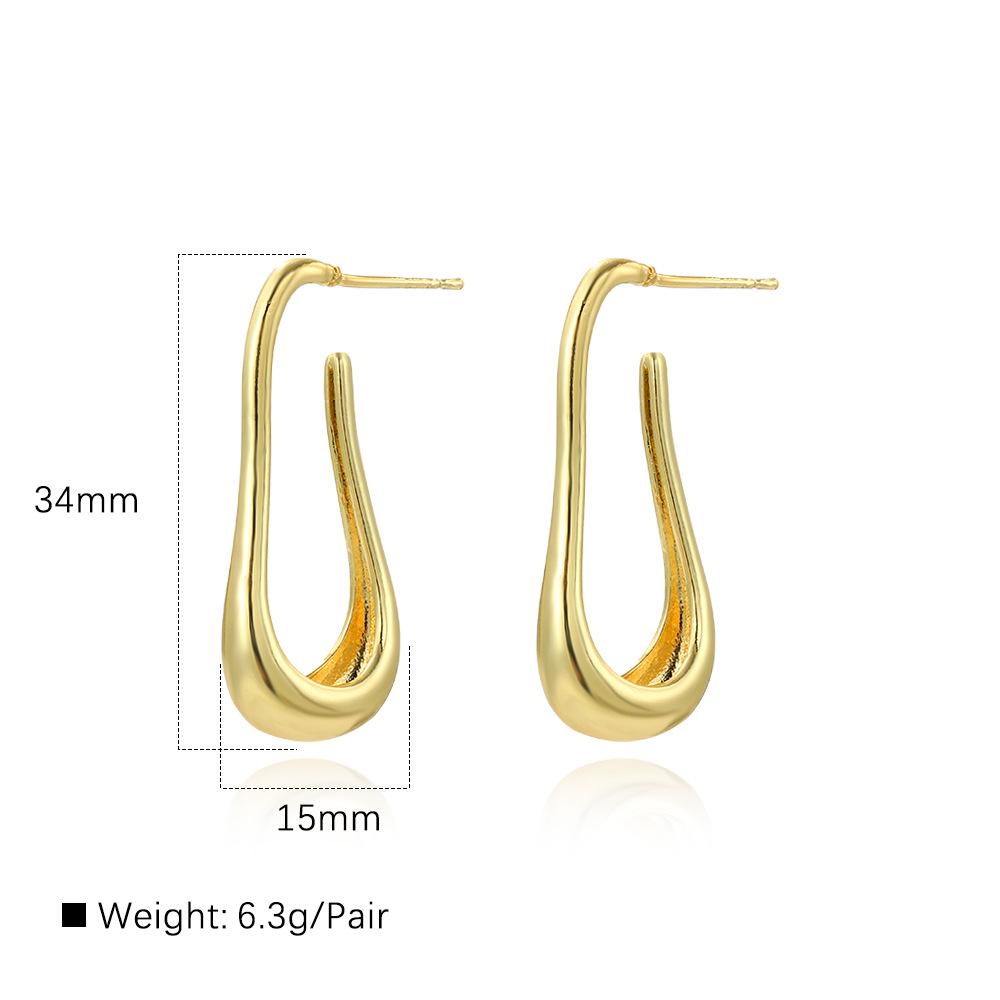 18k Gold Plated Hollow U-Shaped Earrings - Minimalist Photosensitive Women's Jewelry
