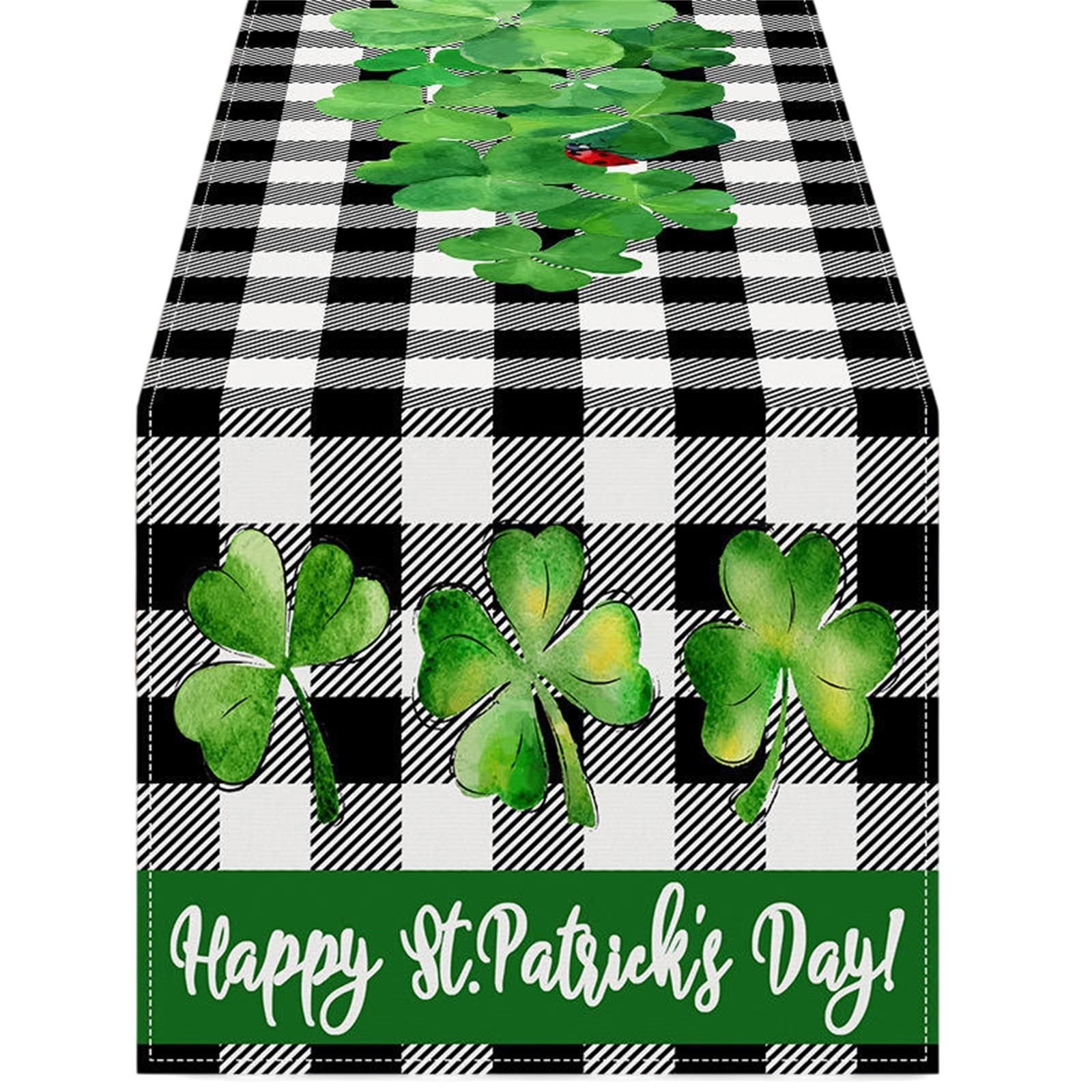 

улица. День святого Патрика Настольный флаг Клетчатая полосатая напечатанная скатерть Cross Border Льняная скатерть для украшения стола