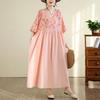 DIMANAF New 2026 Women Plus Size Summer Casual Long Dress Lady Print Floral Cotton Loose Oversize Maxi Beach Sundress Elegant Vintage