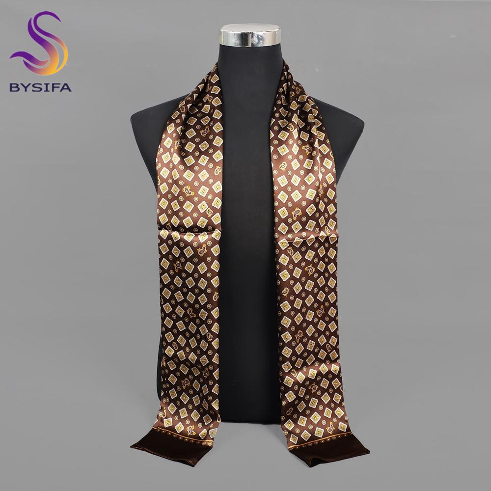 BYSiIFY|light Coffee Plaid Silk Cravat Scarf Men Winter Fashion Business Long Scarves Cravats Male Brand Soft Scarf Tie 160*26cm