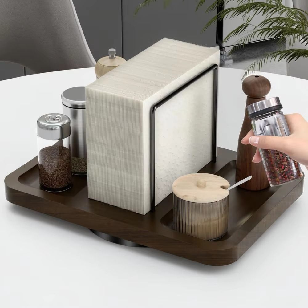 Multi Compartment Rotating Napkin Holder Vertical Napkin Holder  for Dining Table