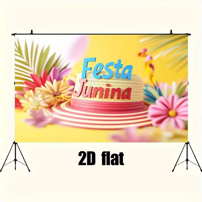 Brazilian June Festival 2D Backdrop, "Festa Junina" Floral Photo Background