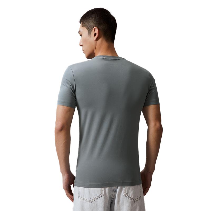 Calvin Klein T-shirt a Maniche Corte Girocollo Slim Fit con Stampa Ombra Reversibile Casual per Pendolari Uomo Top Grigio J323250PN6