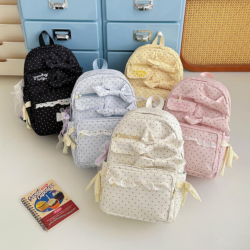 Schoolbag New Japanese Ins Schoolbag Cute Girl Bow Middle School Student College Style Backpack Light and Sweet Backpack