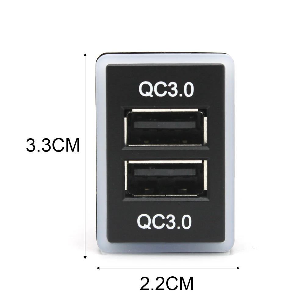 Blue LED Light Quick Charge Dual QC3.0 USB Interface Socket Fast Car Charger for toyota camry corolla rav4 hilux accessories