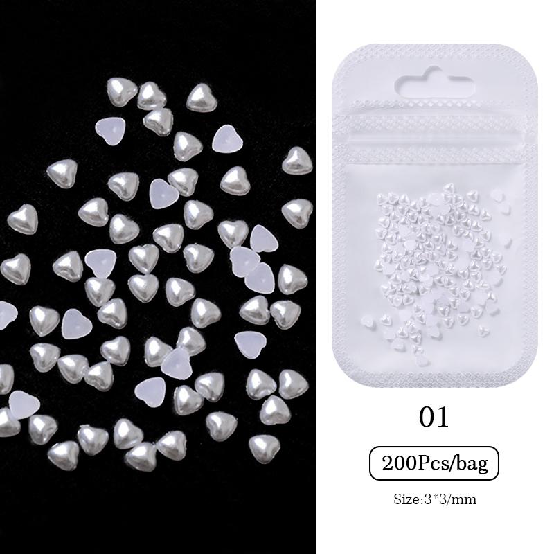 Mix Sizes White Nail Art Tip Half Pearls 3D Nail Beads Stone Rhinestone Decoration In Wheel DIY Beauty Decor Manicure Supply