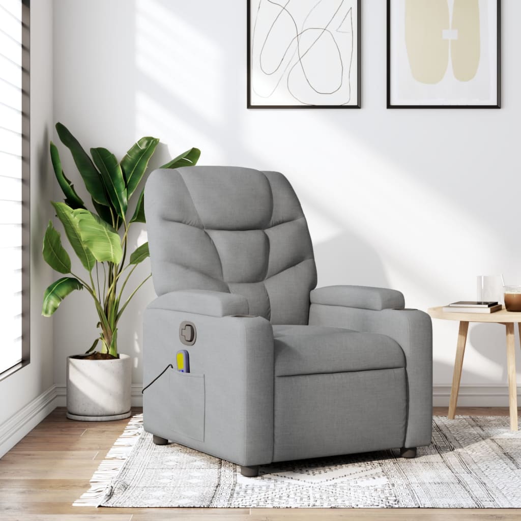 Massage Relax Chair Light Grey Fabric