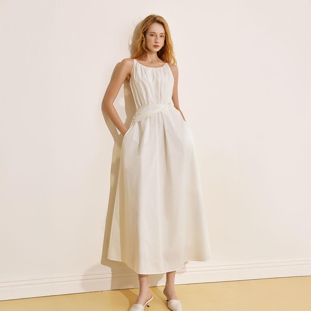 Waiwaiaiem Yy_Waist Spaghetti Strap Dress_2Color