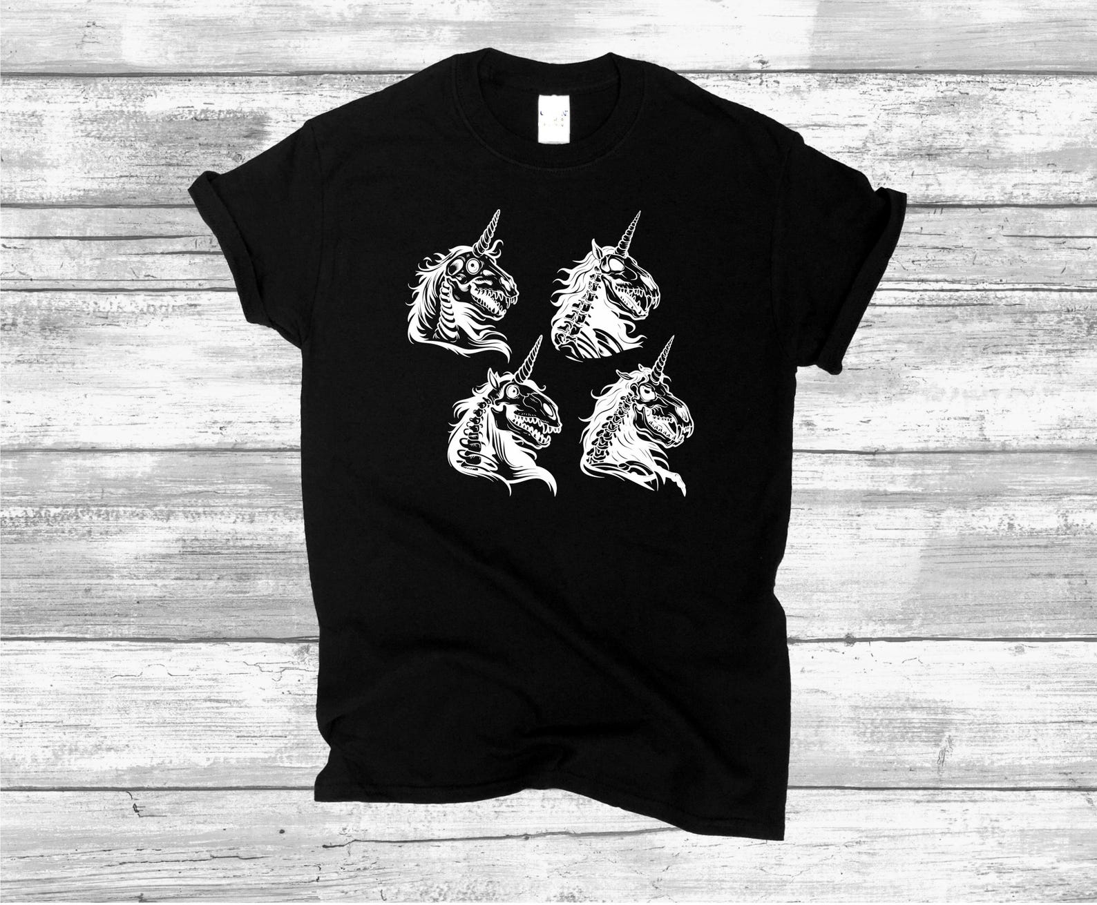 Unicorn Skeleton T shirt, Deadly Zombie Graphic Tee, Halloween Gifts S