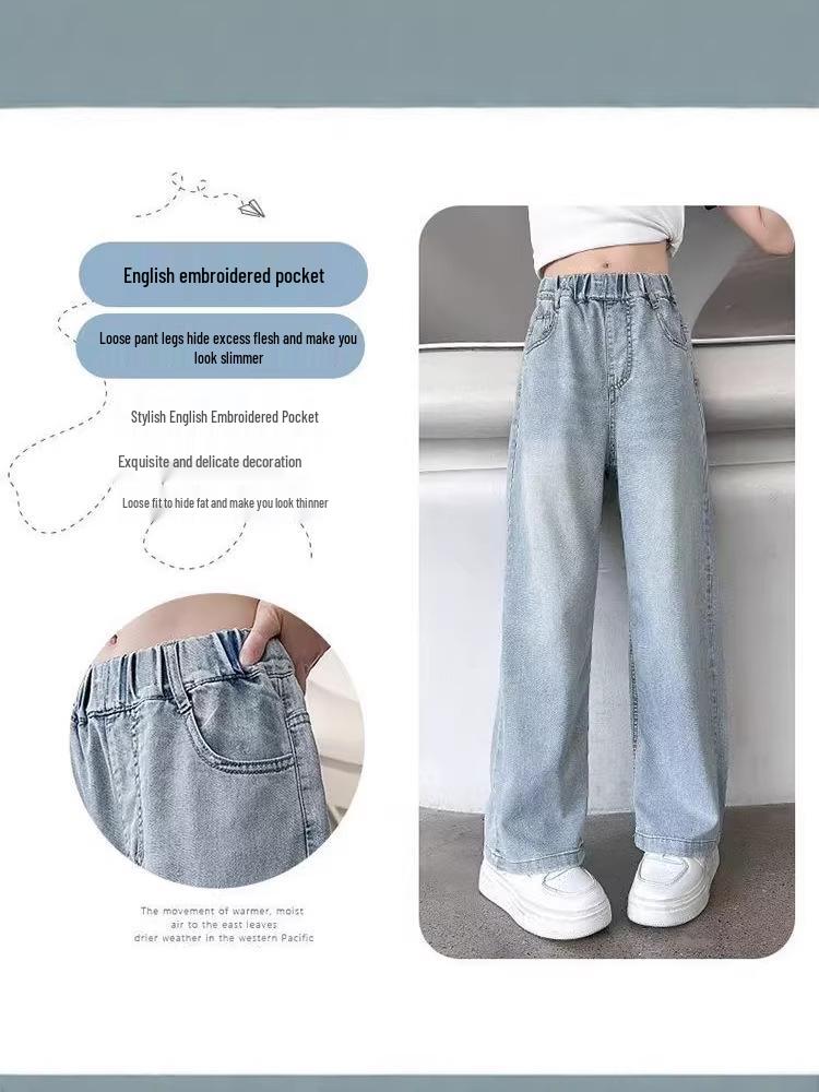Girls' Tencel Breathable Wide Leg Summer Pants - Medium/Large, Soft & Stylish