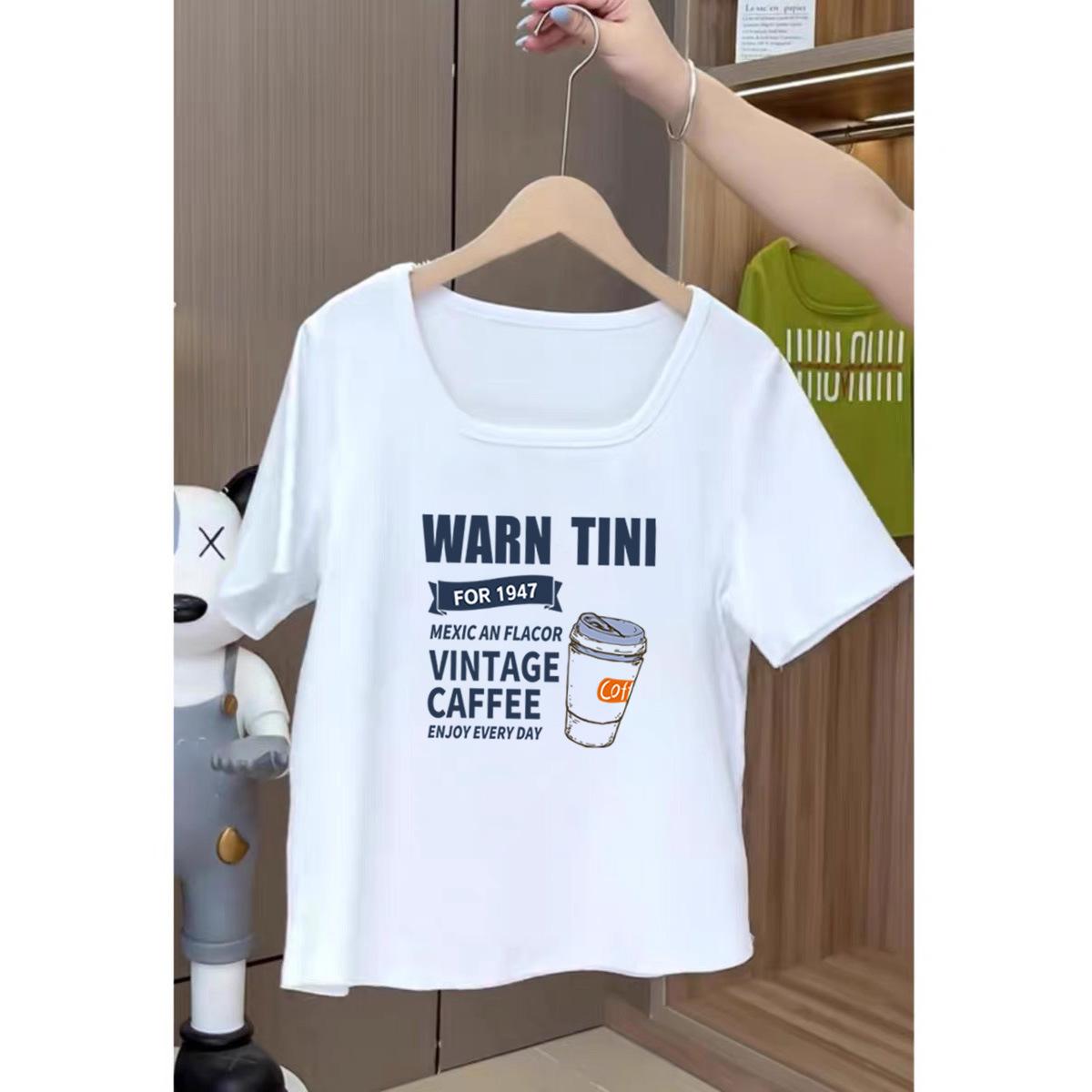 

Black square neck short-sleeved t-shirt women s clothing 2025 early spring new European goods summer niche design sense non-collision top M [80-60kg]