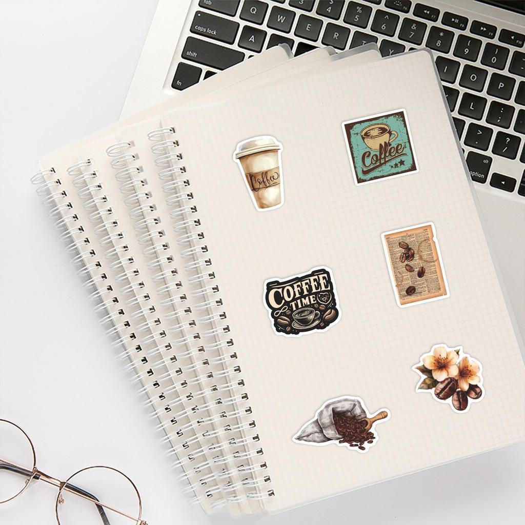 50 Coffee Lover Graffiti Stickers: DIY Journal, Luggage, Notebook Decor, Waterproof.
