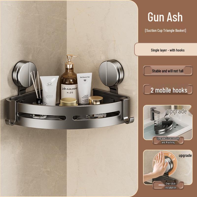 Dreieckige Saugnapf-Eckablage: Wandmontiertes Badezimmer-Aufbewahrungsregal