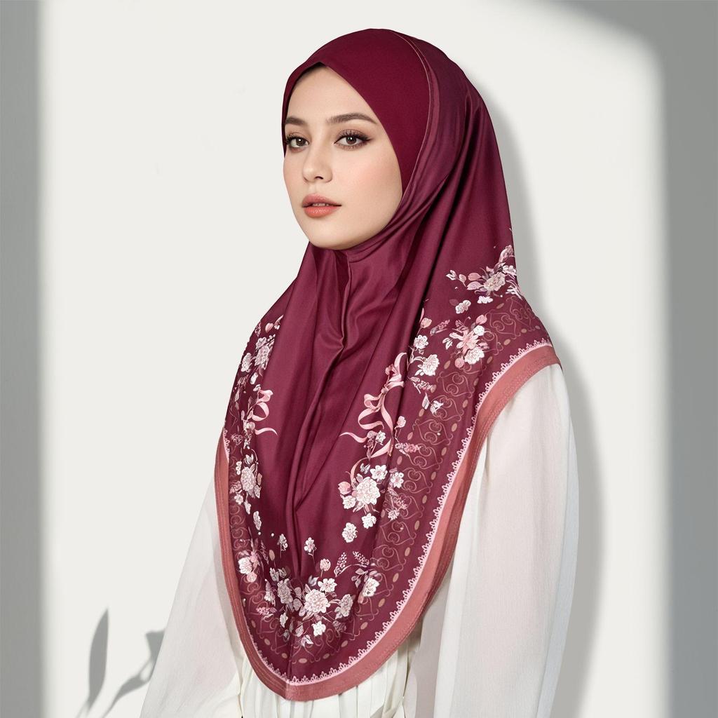 Muslim Hijabs Women Head Wrap Square Scarf Floral Print Turban Cap