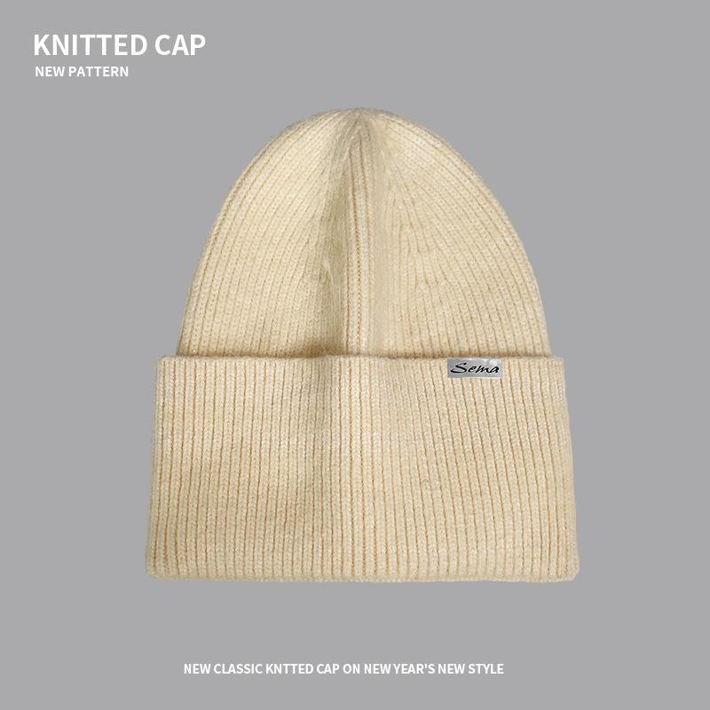 Autumn and winter smiley face wool hat women's loose big head circumference cold hat thickened warm ear protector knitted hat