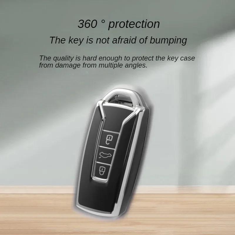 TPU Car Key Case Cover for VW Volkswagen Touareg 2019-Current 3 Buttons Auto Remote Shell Protect Accessories Key Fob